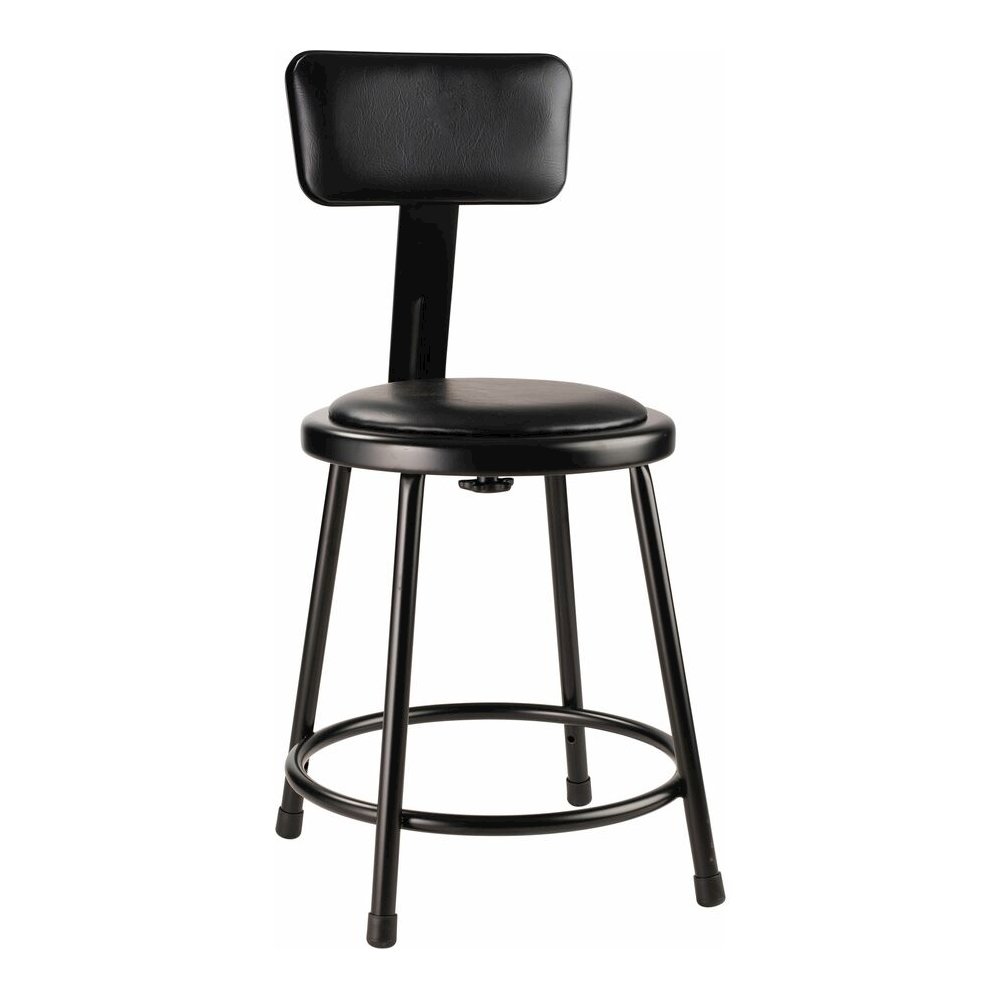 National Public Seating 6400 Series Heavy-Duty Padded Stools - Black Seat Color - Vinyl, Medium Density Fiber (MDF) Seat Material - Black Frame Color - Steel Frame Material - Four-legged Base - Black . Picture 5