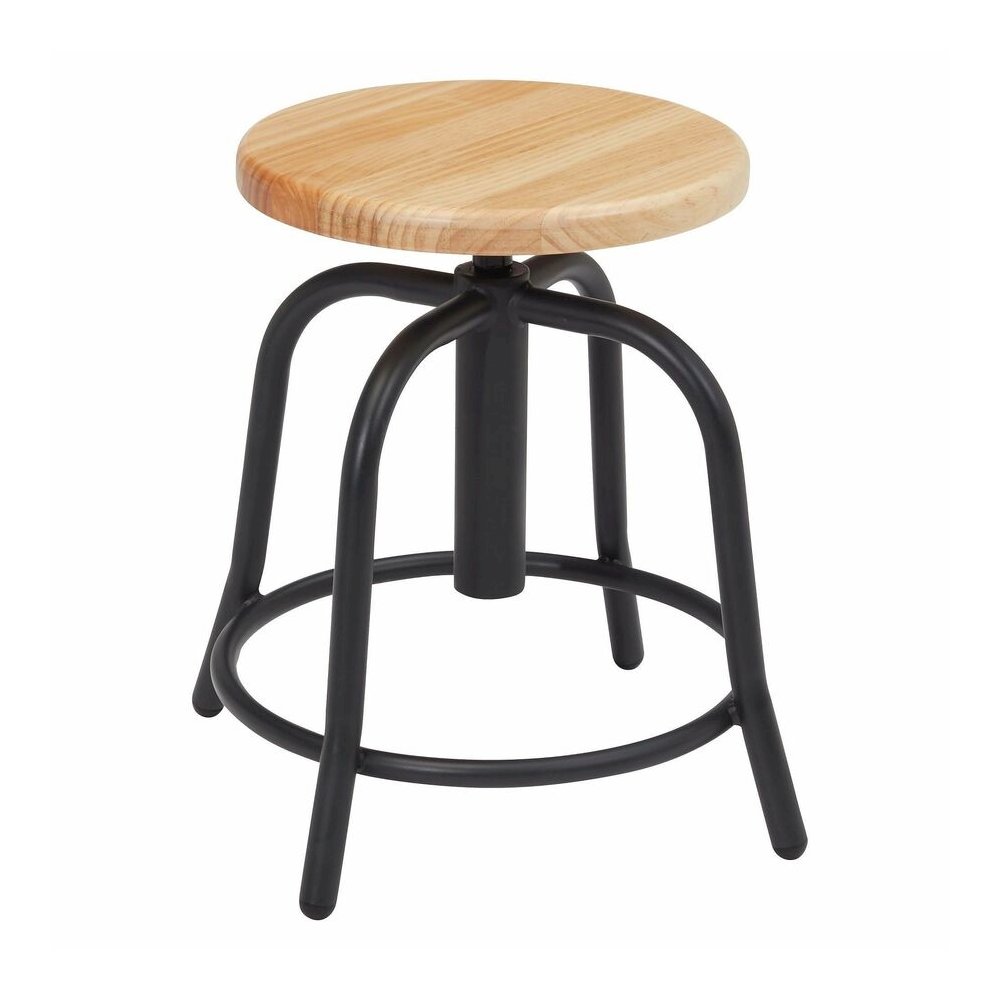 National Public Seating 6800 Series Stools - Solid Hardwood Seat Material - Black Frame Color - Steel Frame Material - Curved Leg Base - Wood, Black - 1 Each. Picture 7
