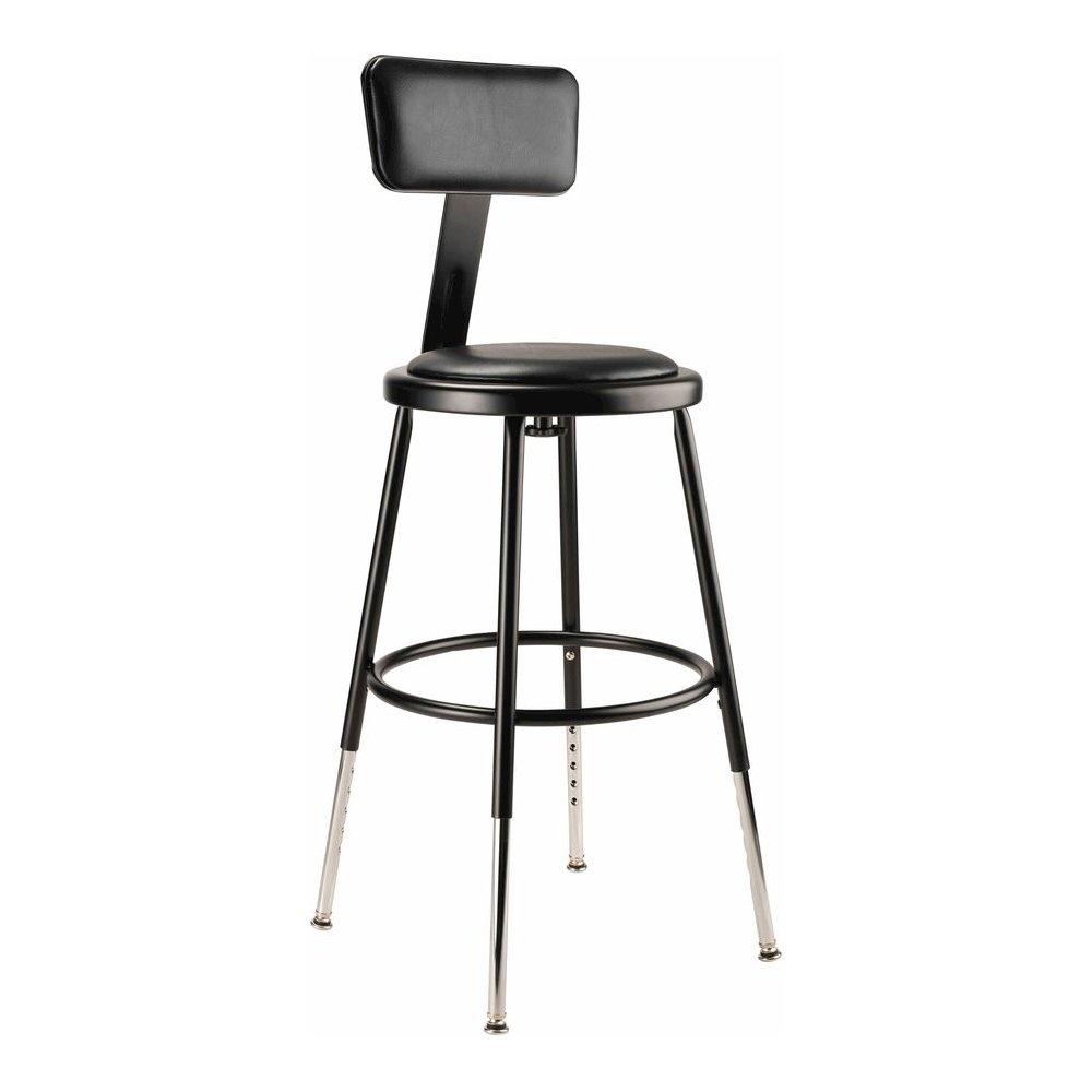 National Public Seating 6400 Series Heavy-Duty Padded Stools - Black Seat Color - Vinyl, Medium Density Fiber (MDF) Seat Material - Black Frame Color - Steel Frame Material - Four-legged Base - Black . Picture 9