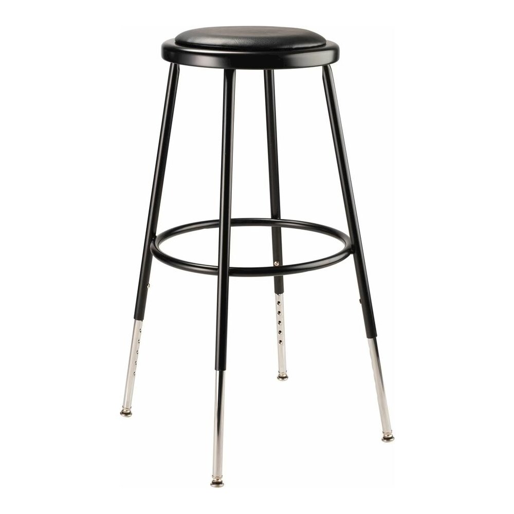 National Public Seating 6400 Series Heavy-Duty Padded Stools - Black Seat Color - Vinyl, Medium Density Fiber (MDF) Seat Material - Black Frame Color - Steel Frame Material - Four-legged Base - Black . Picture 4