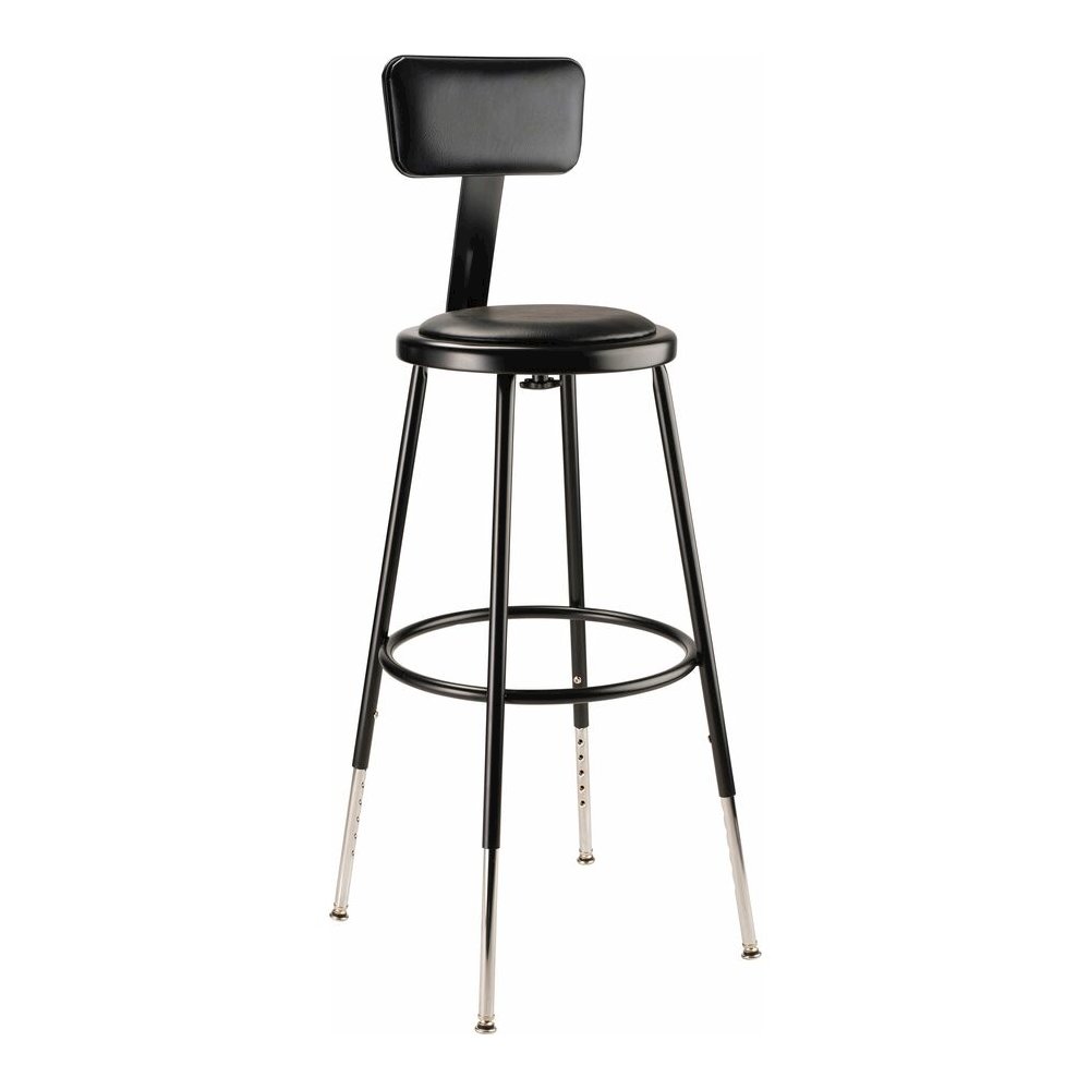 National Public Seating 6400 Series Heavy-Duty Padded Stools - Black Seat Color - Vinyl, Medium Density Fiber (MDF) Seat Material - Black Frame Color - Steel Frame Material - Four-legged Base - Black . Picture 4
