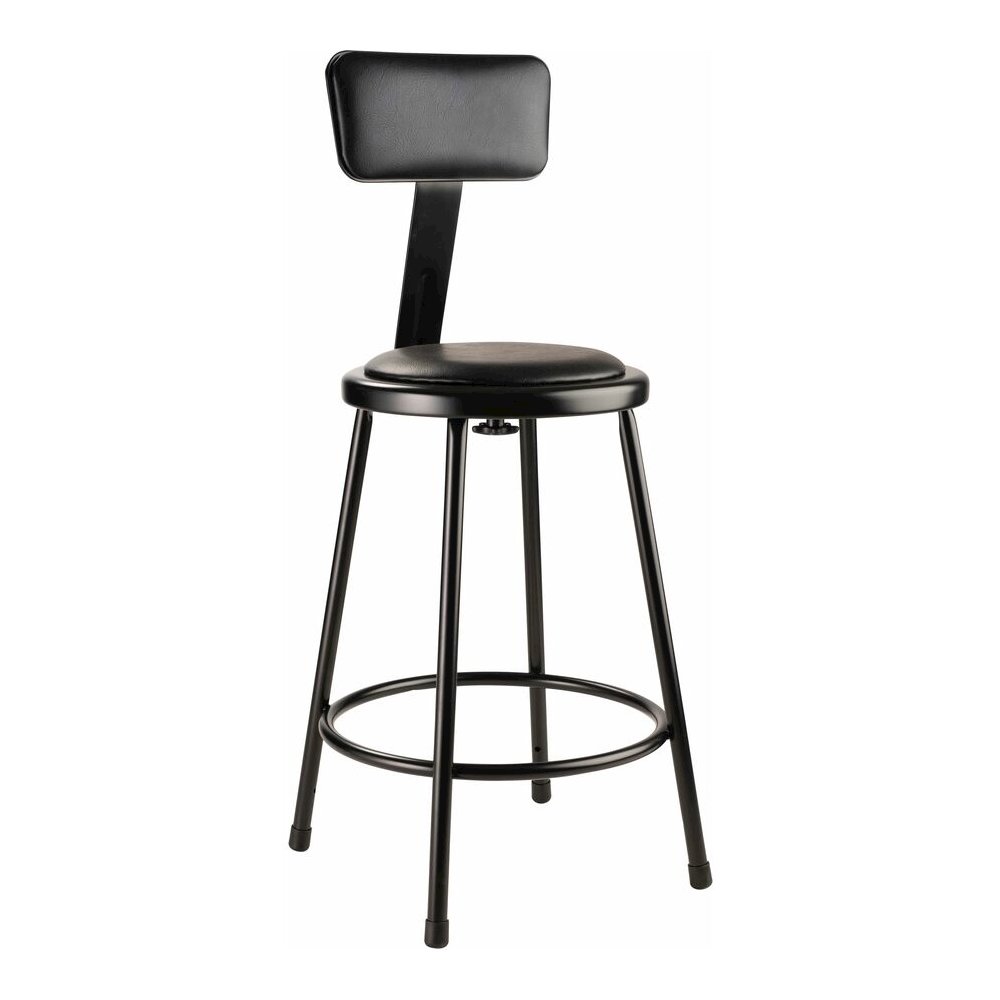 National Public Seating 6400 Series Heavy-Duty Padded Stools - Black Seat Color - Vinyl, Medium Density Fiber (MDF) Seat Material - Black Frame Color - Steel Frame Material - Four-legged Base - Black . Picture 8