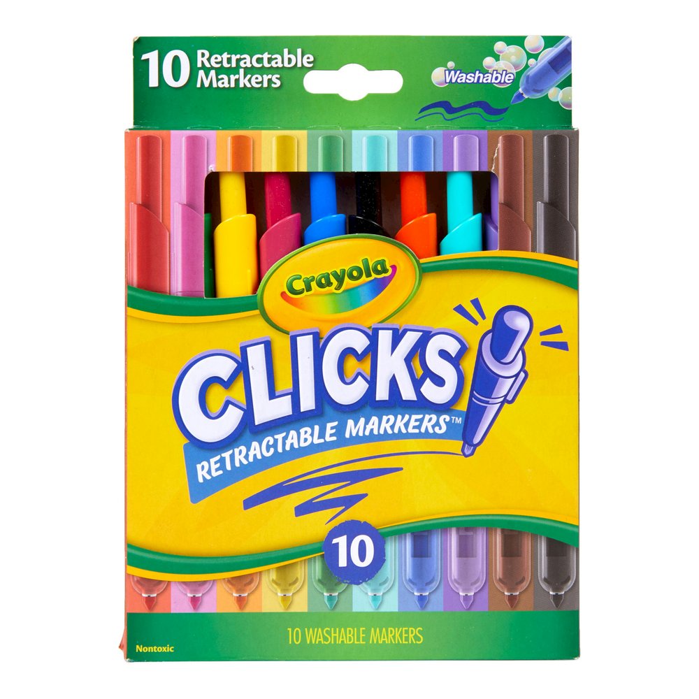 Crayola Marker - Retractable - Washable - Assorted Ink - Water Based - Assorted Plastic Barrel - 10 / Pack. Picture 3