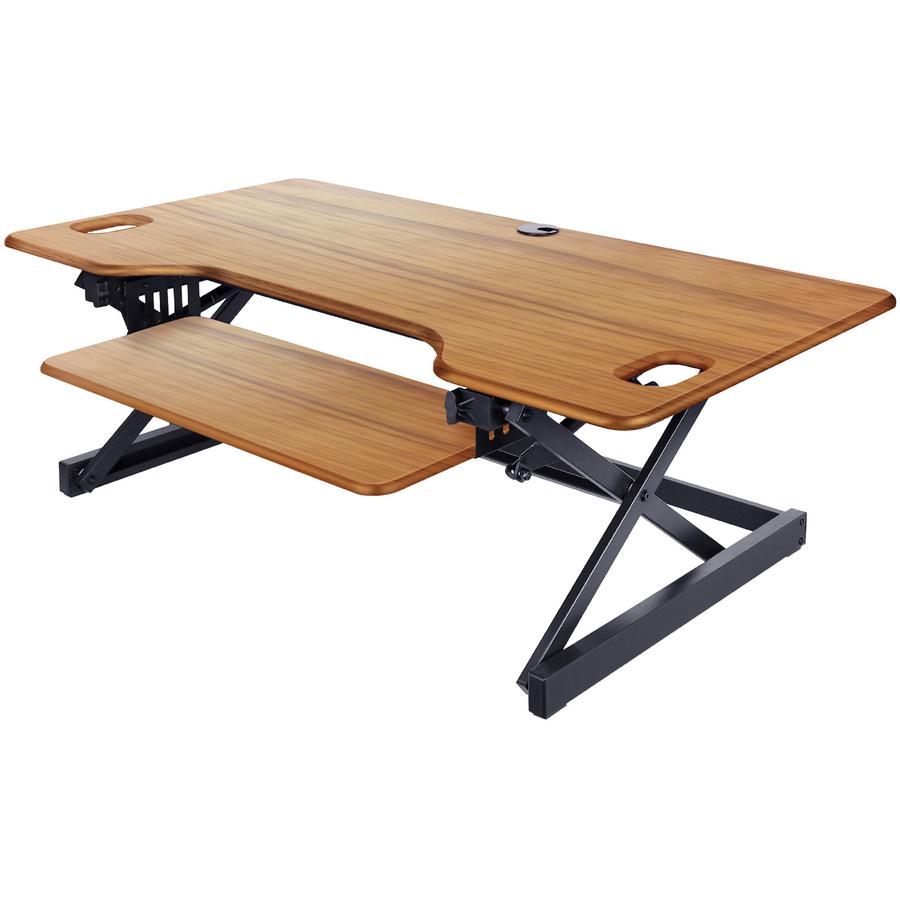 Rocelco DADRT- 46 Sit Stand Desk Riser - Desktop - Teak. Picture 9