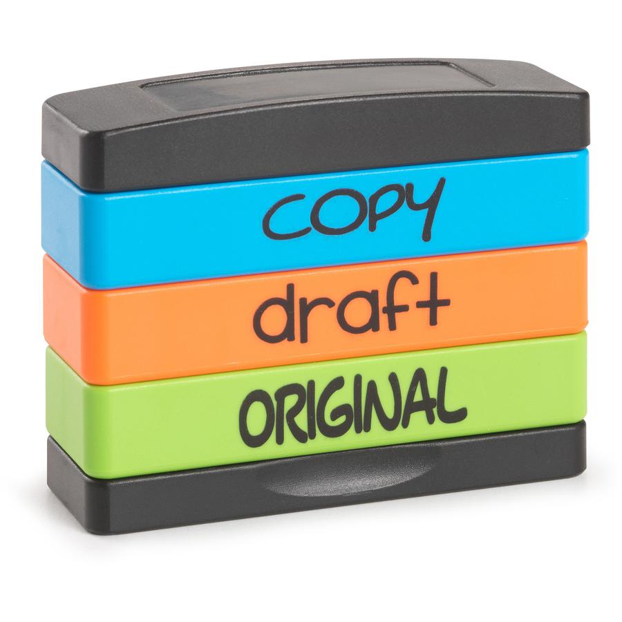 Trodat Stamp Kit - Message Stamp - COPY, DRAFT, ORIGINAL - 0.63" Impression Width x 1.81" Impression Length - 50000 Impression(s) - Assorted - 1 Each. Picture 2