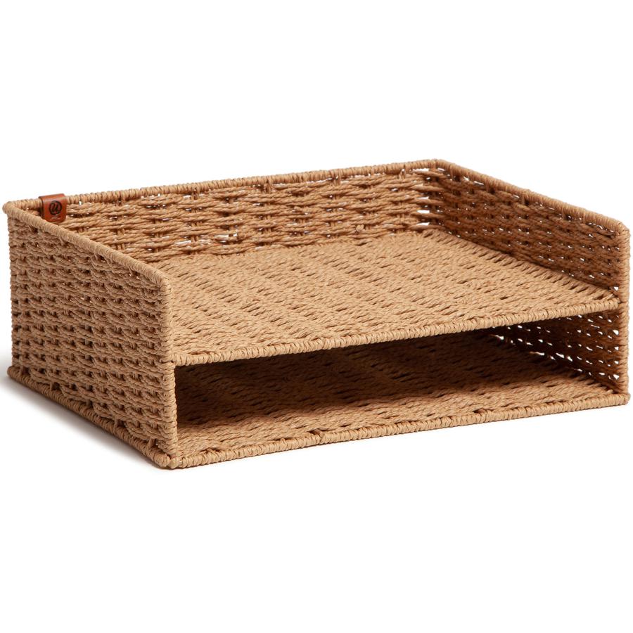 U Brands Woven Paper Tray - 12.60" Height x 9.70" Width x 4.60" Depth - Sturdy - Brown - 1 Each. Picture 7