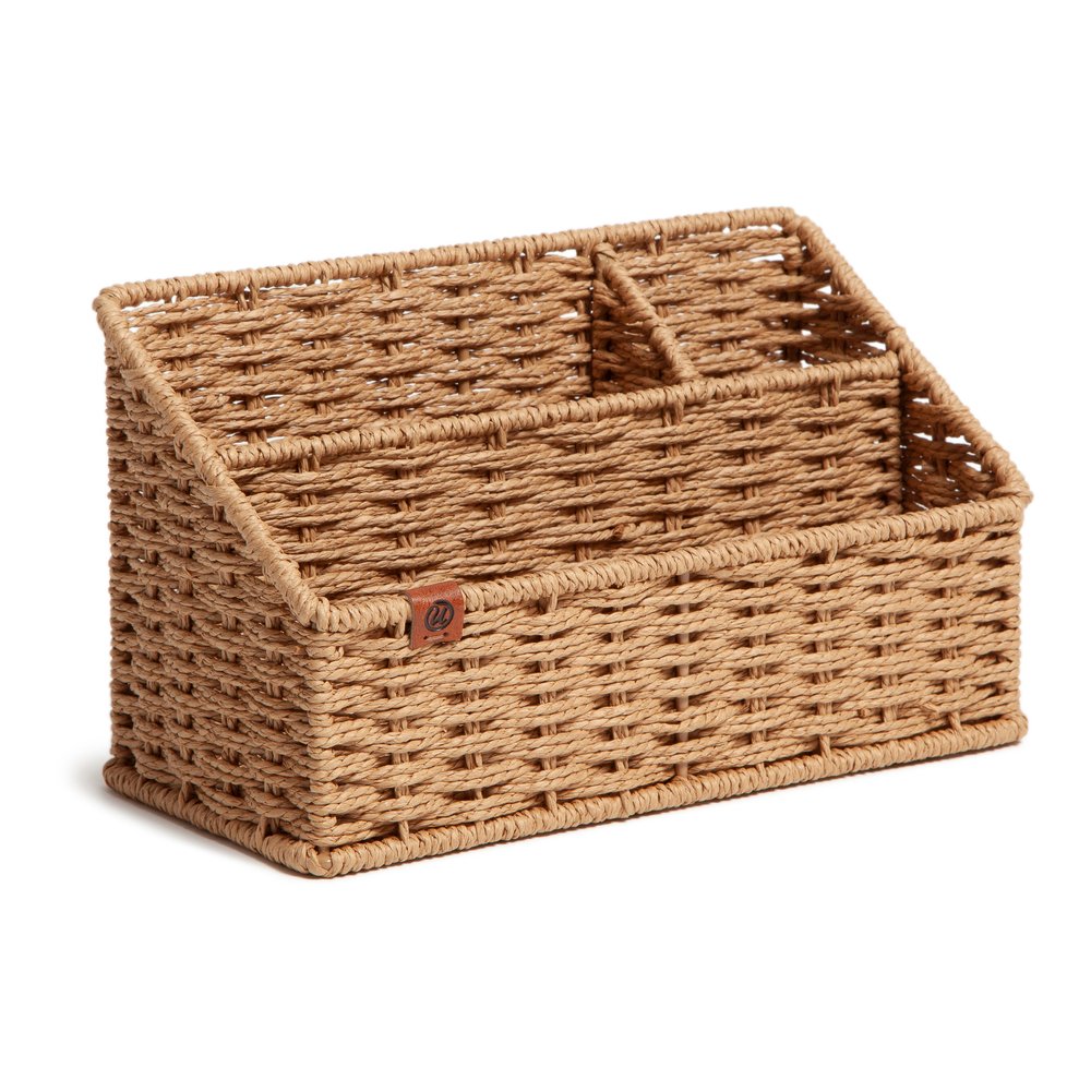 U Brands Woven All-in-1 Desk Organizer - 3 Compartment(s) - 5.70" Height x 10.20" Width x 4.90" Depth - Sturdy - Brown - 1 Each. Picture 10