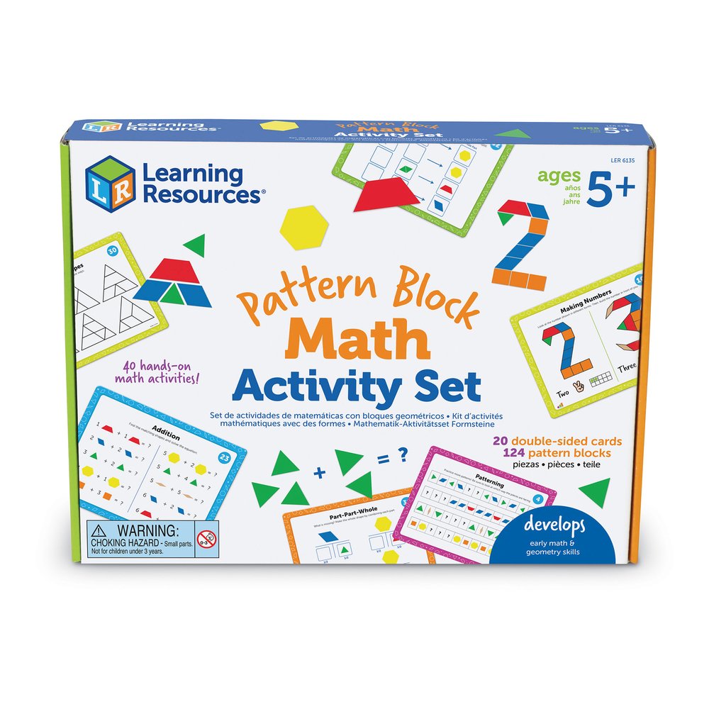 Learning Resources Pattern Block Math Activity Set - Theme/Subject: Fun - Skill Learning: Addition, Mathematics, Symmetry, Patterning, Fraction, Graphing, Shape, Geometry - 128 Pieces - 5-10 Year - 1 . Picture 3