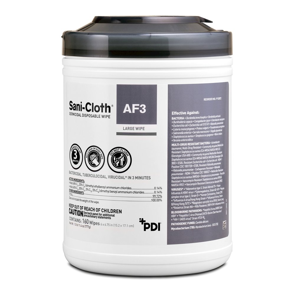 PDI Sani-Cloth AF3 Germicidal Wipes - 6.75" Length x 6" Width - Alcohol-free, Bleach-free, Virucidal, Fungicide, Fragrance-free, Disposable, Phenol-free, Ammonia-free, Disinfectant, Pre-moistened, Str. Picture 2