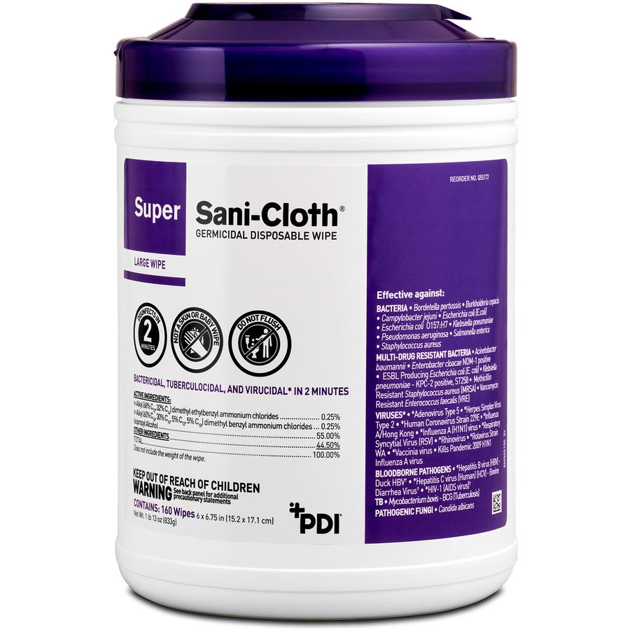 PDI Super Sani-Cloth Germicidal Disposable Wipe - 6.75" Length x 6" Width - Disposable, Disinfectant, Deodorize, Latex-free, Bleach-free, Virucidal, Fungicide, Strong, Pre-moistened, Antimicrobial - 1. Picture 2