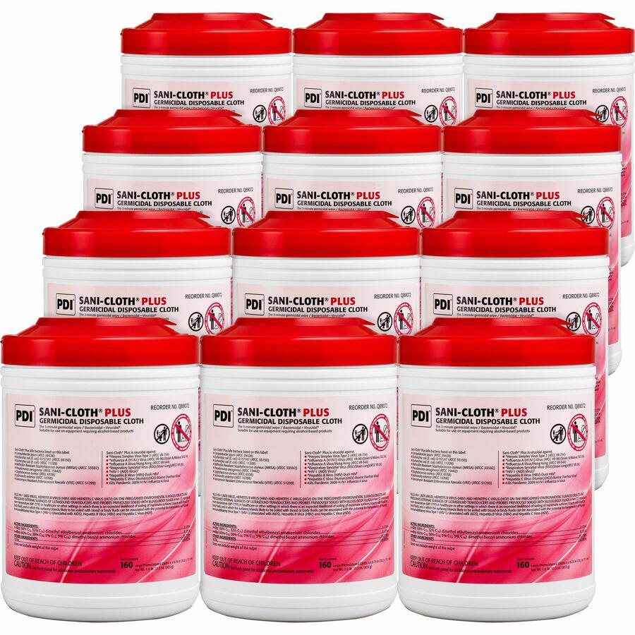PDI Sani-Cloth Plus Germicidal Disposable Cloth - 6.75" Length x 6" Width - Disposable, Disinfectant, Deodorize, Fungicide, Virucidal, Bactericide, Latex-free, Bleach-free, Pre-moistened, Antimicrobia. Picture 3