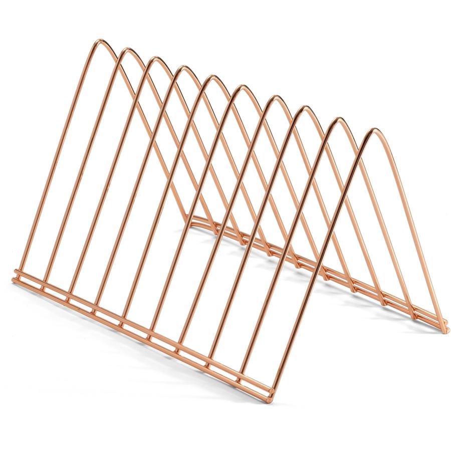 Officemate 93151 Triangular Wire File Sorter, Rose Gold - 7" Height x 7" Width x 11" DepthDesktop - Sturdy - Rose Gold - Steel Wire - 1 Each. Picture 5
