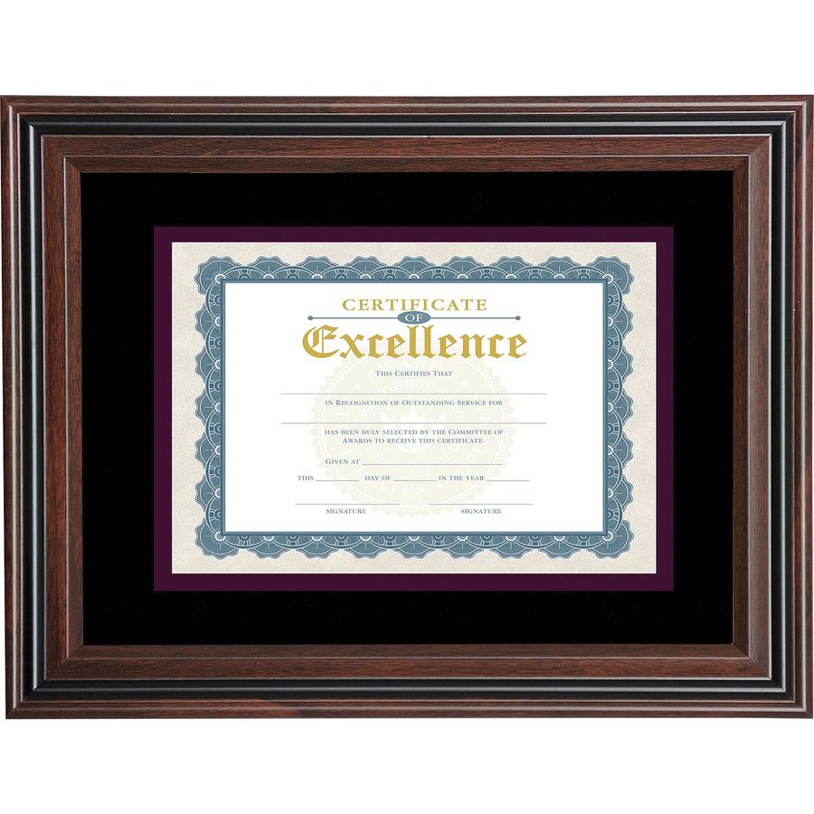 Advantus Double Matted Certificate Frame - 11" x 14" Frame Size - Vertical, Horizontal - Double Mat, Dust Resistant, Debris Resistant - Rosewood - 1 Each. Picture 2
