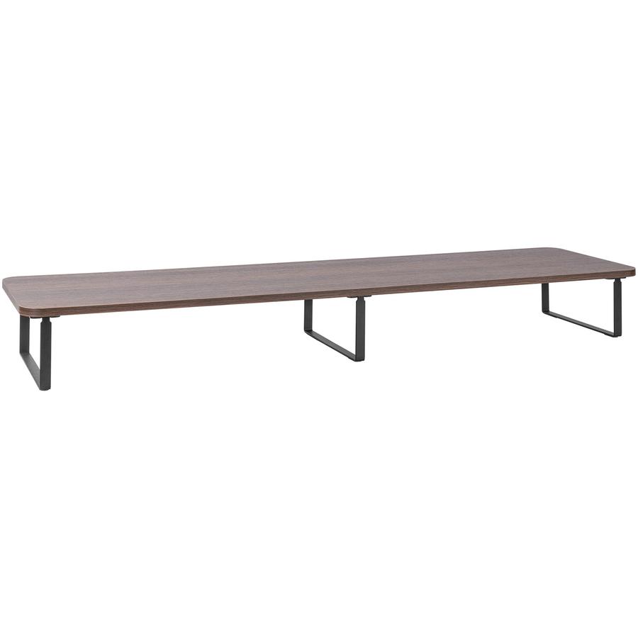Lorell Quick-Install Monitor Laptop Riser - 4.80" Height x 39.40" Width x 10.20" Depth - Powder Coated - Steel, Particleboard, Silicone - Teak. Picture 9