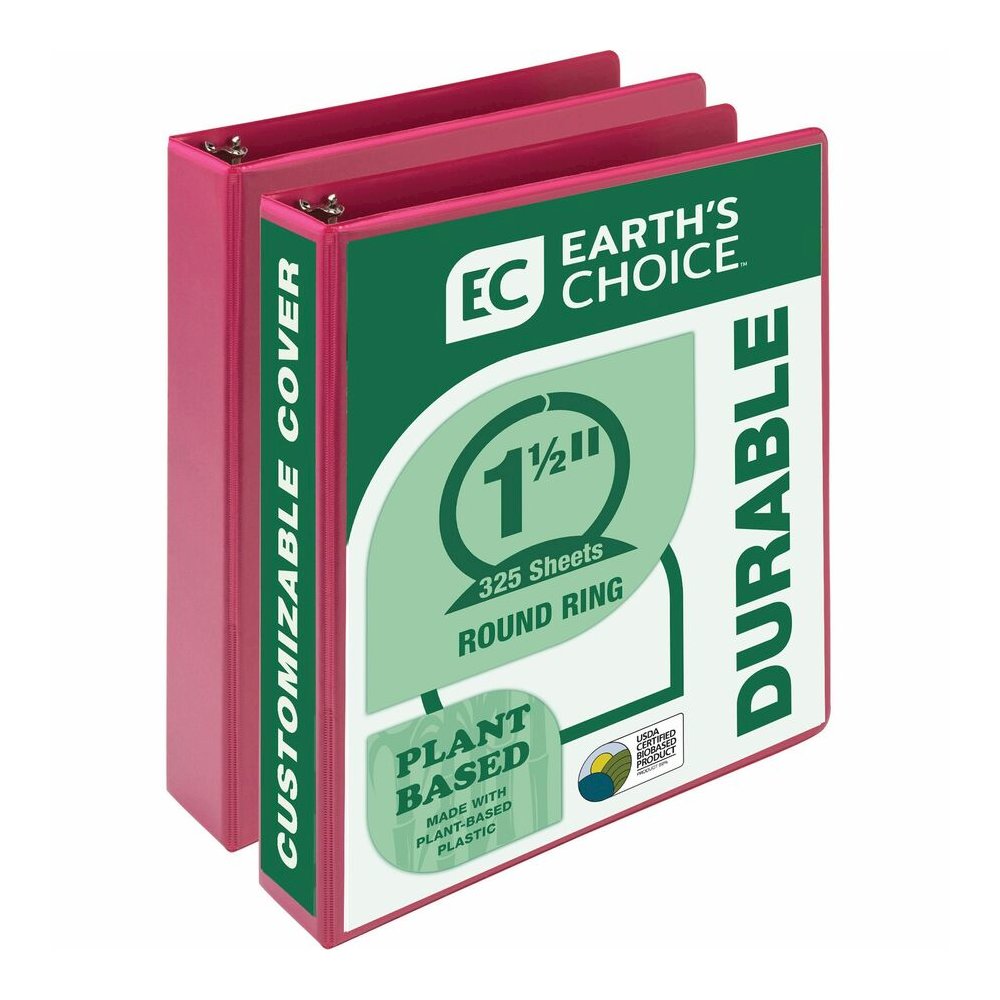 Samsill Earth's Choice Plant-based View Binders - 1 1/2" Binder Capacity - Letter - 8 1/2" x 11" Sheet Size - 3 Ring - Fastener: Round Ring - Chipboard, Polypropylene, Plastic - Berry - Recycled - Bio. Picture 6