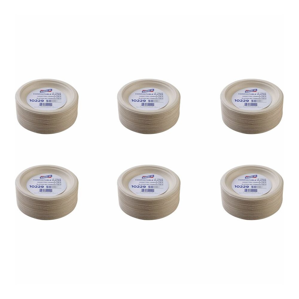Genuine Joe 6" Compostable Plates - Breakroom, Office - Disposable - 6" Diameter - White, Natural - Sugarcane Body - 50/Pack - 20 / Carton. Picture 6