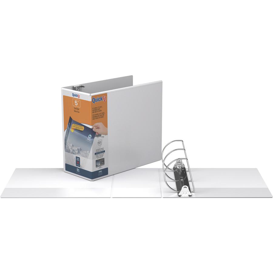 QuickFit D-Ring View Binders - 5" Binder Capacity - Letter - 8 1/2" x 11" Sheet Size - 1000 Sheet Capacity - 5" Ring - D-Ring Fastener(s) - 2 Internal Pocket(s) - Vinyl - White - Recycled - Print-tran. Picture 2