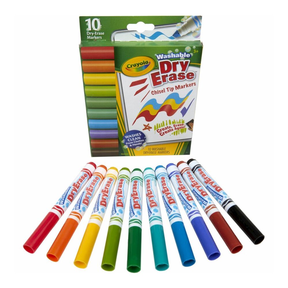 Crayola Washable Dura-Wedge Tip Dry-Erase Markers - Erasable - Washable - 10 / Pack. Picture 7