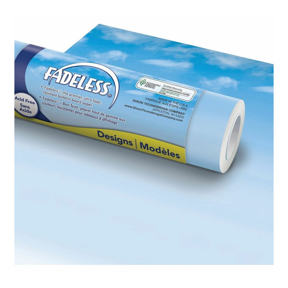 Fadeless Bulletin Board Paper Rolls - Classroom, Door, File Cabinet, School, Home, Office Project, Display, Table Skirting, Party, Decoration - 48"Width x 50 ftLength - 1 Roll - Wispy Clouds - Paper. Picture 6