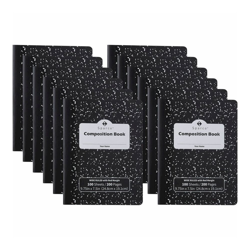 Sparco Composition Notebook - 100 Sheets - Letter - Black Cover - 12 / Pack. Picture 7