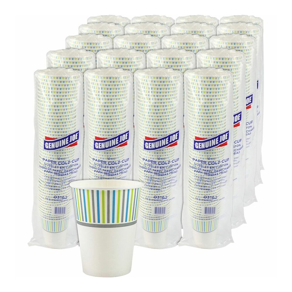 Genuine Joe 12 oz Cold Cups - 50 / Pack - 20 / Carton - White - Paper - Cold, Beverage. Picture 6