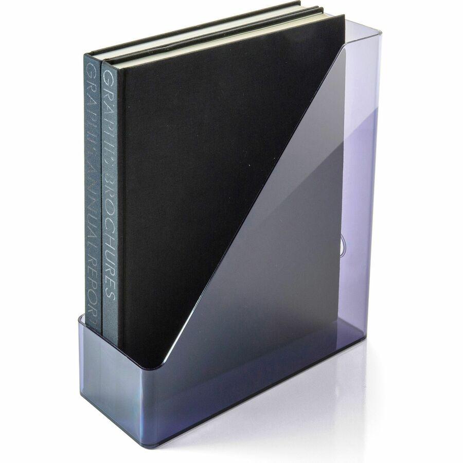 Officemate Literature/Magazine Holder - Vertical - 12.2" Height x 10.3" Width x 4.3" Depth - Plastic - Translucent Gray - Sturdy, Durable, Reusable - 1 Each. Picture 4