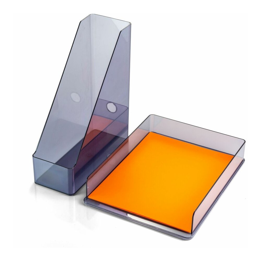 Officemate 26115 Recycled Desktop Set, Letter Tray and Magazine File, Gray - Desktop - Front Loading, Durable, Sturdy - Translucent Gray - Plastic - 1 Each. Picture 4