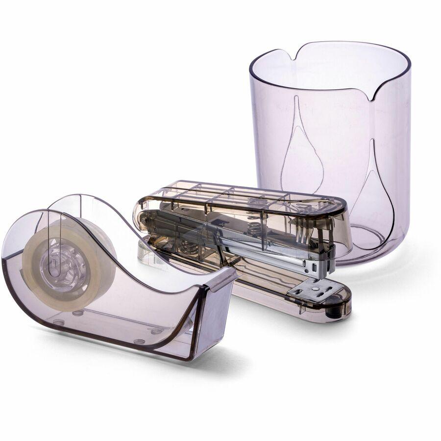 Officemate 97712 3PC Desktop Organizer Set, Recycled, Gray - Desktop - Durable, Sturdy - Translucent Gray - Plastic - 1 Each. Picture 6