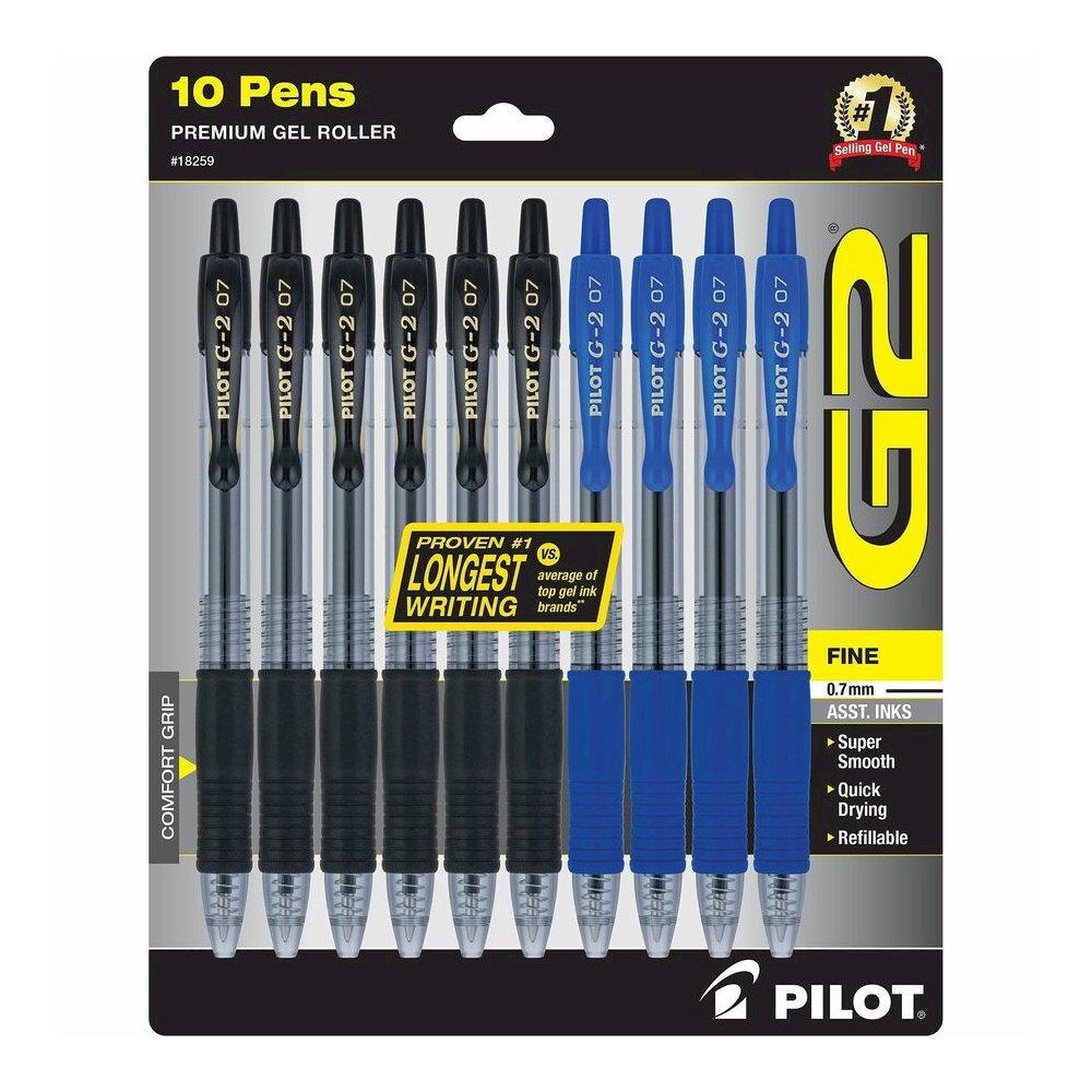 Pilot Premium Gel Ink Retractable Pen - Refillable - Retractable - Assorted Ink - Liquid Gel Ink - Writing - 10 / Pack. Picture 6