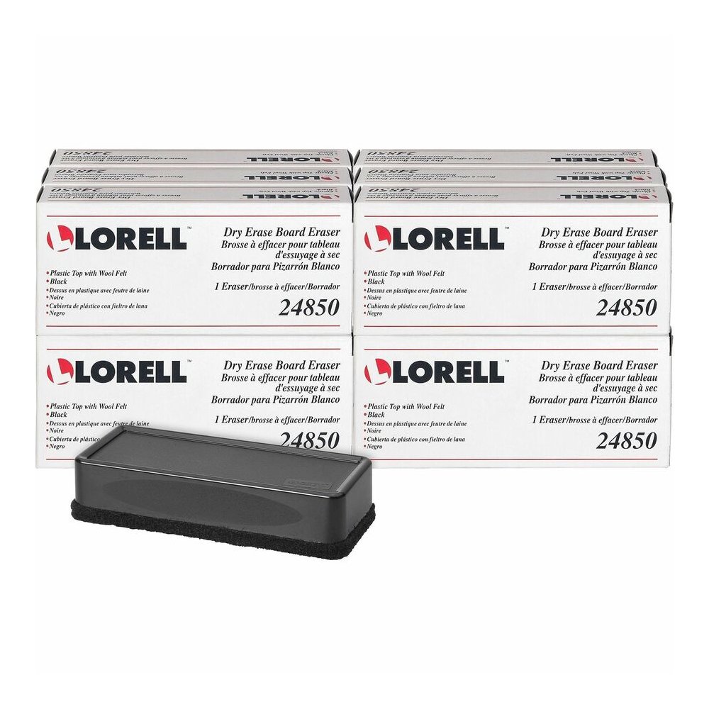 Lorell Dry-Erase Board Erasers - Black - 12 / Box. Picture 4