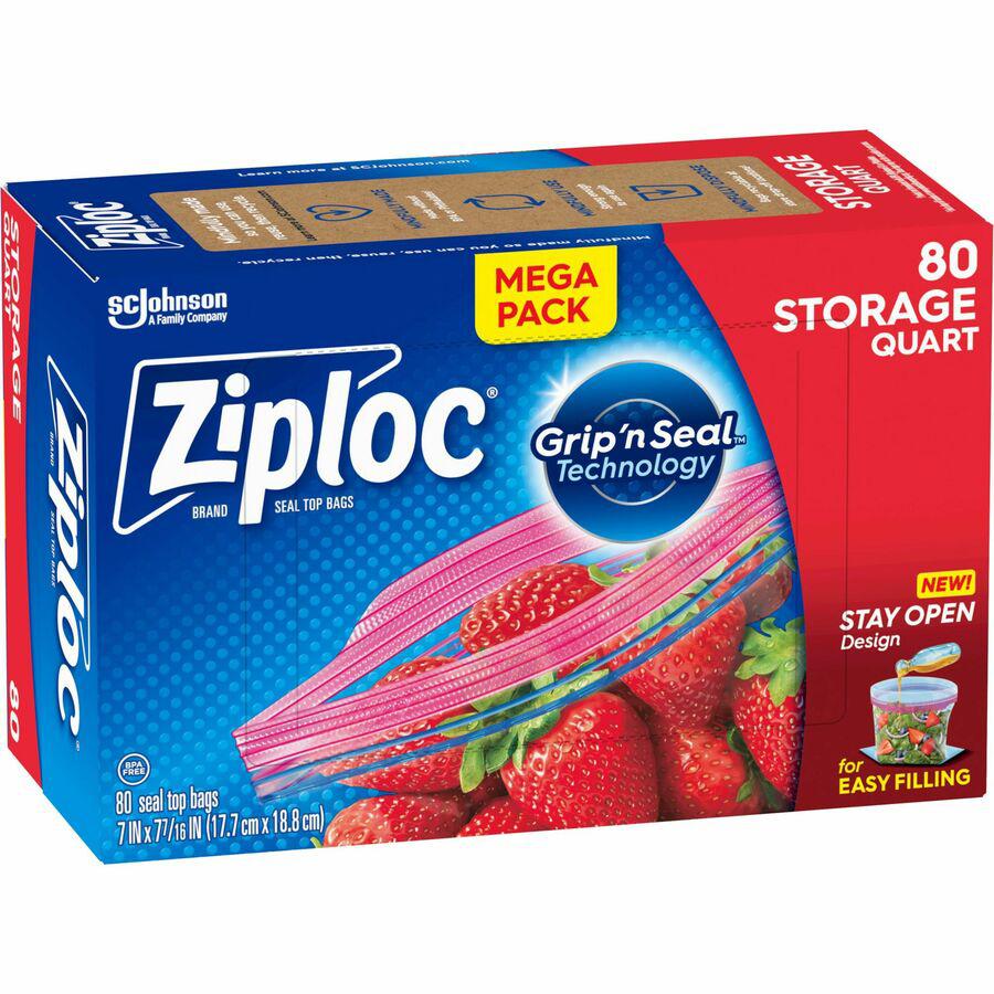 Ziploc&reg; Stand-Up Storage Bags - 1 quart Capacity - Blue - Kitchen, Storage - 80 / Box. Picture 12
