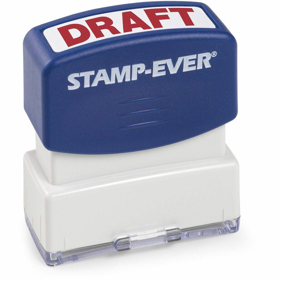 Trodat Stamp-Ever Pre-Inked DRAFT HERE Stamp - DRAFT - 0.55" Impression Width x 1.50" Impression Length - Red - 1 Each. Picture 2