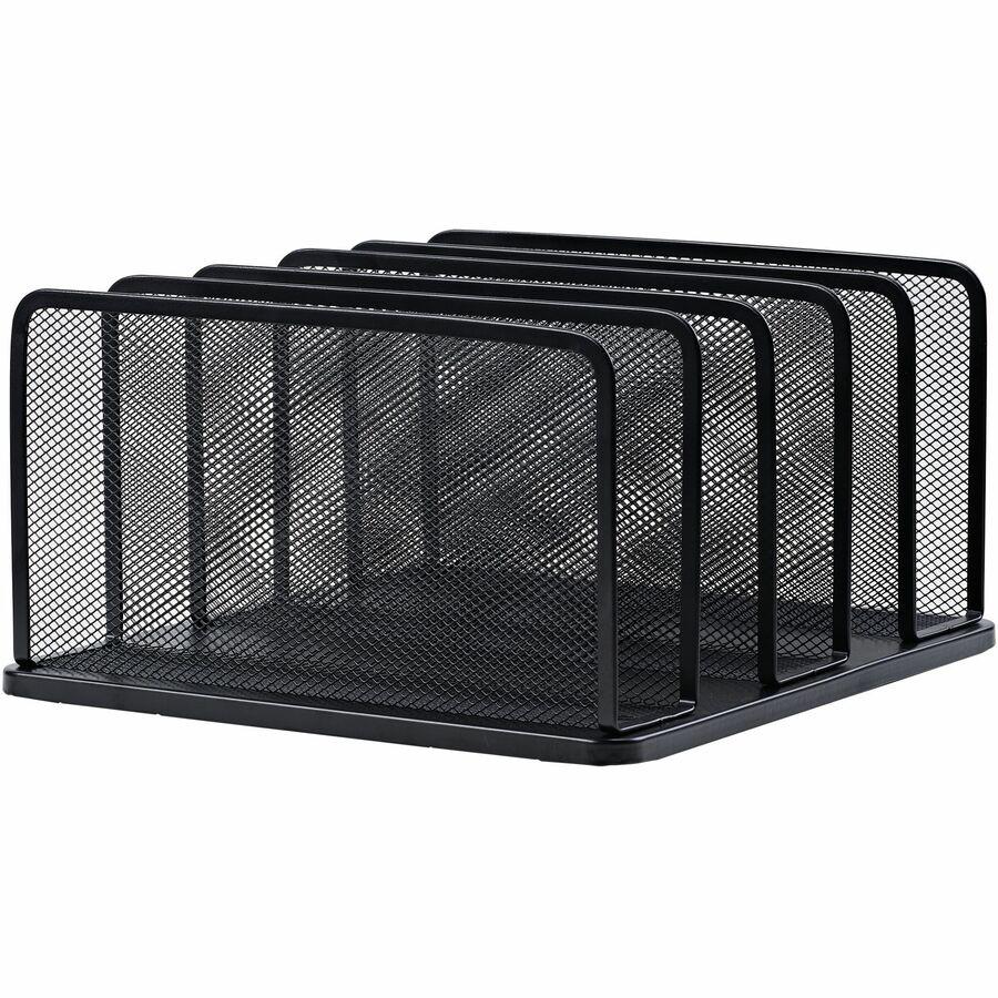 Lorell 5-Tier Letter Tray - 5 Tier(s) - Vertical - Side-loading, Sturdy - Black - Steel Mesh - 1 Each. Picture 10