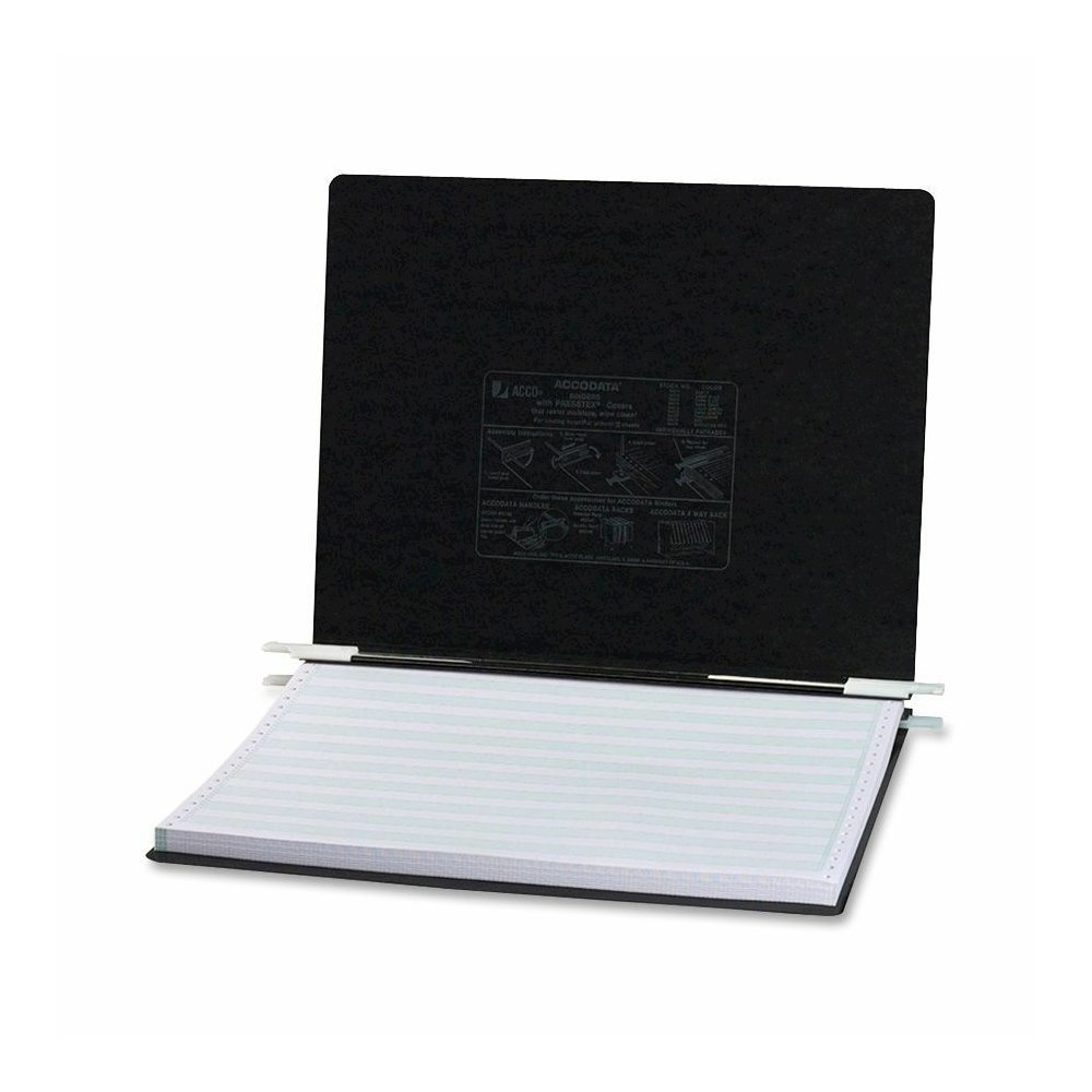 ACCO 14-7/8"x11" Presstex Hanging Data Binder - 6" Binder Capacity - Fastener: Post - Presstex, Acrylic, Nylon - Black - Hook, Water Resistant, Retractable Filing Hooks, Flexible, Hanging System, Embo. Picture 2