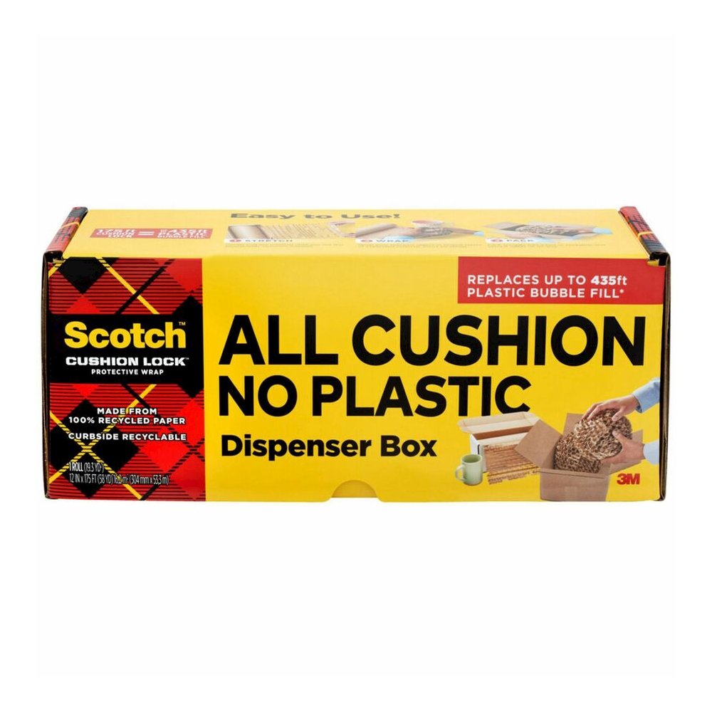 Scotch Cushion Lock Protective Wrap - 12" Width x 175 ft Length - Cushioned, Recyclable, Easy to Use - Kraft Paper - Brown - 1 Roll. Picture 2
