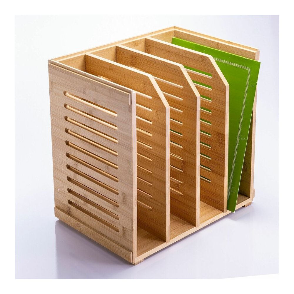 Officemate Bamboo Magazine File - 4 Compartment(s) - Horizontal/Vertical - 5.28" Height x 14.09" Width x 8.62" Depth - Stackable - Durable, Stackable - Natural - Bamboo - 1 Each. Picture 6