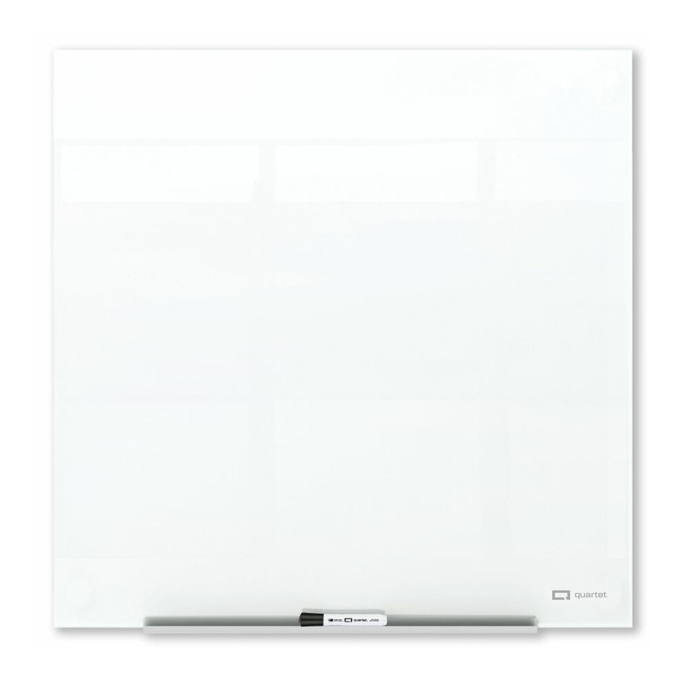 Quartet InvisaMount Magnetic Glass Board - 48" (4 ft) Width x 48" (4 ft) Height - White Glass Surface - Horizontal - Magnetic - Frameless, Accessory Tray, Non-absorbent, Stain Resistant, Ghost Resista. Picture 7