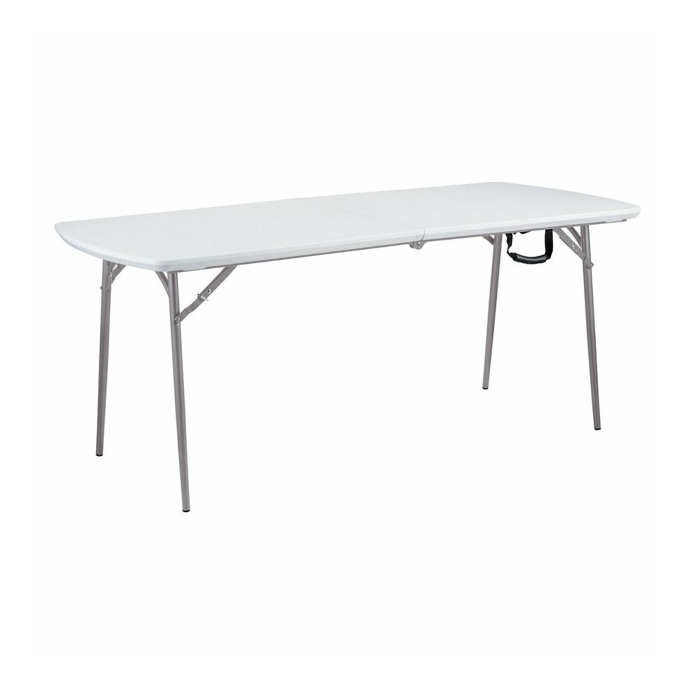 National Public Seating Banquet Fold-In-Half Tables - Speckled Gray Top - Round Tube Leg Base - 4 Legs - 700 lb Capacity - 71.80" Table Top Length x 30" Table Top Width - 29.50" Height - Room, Indoor,. Picture 8