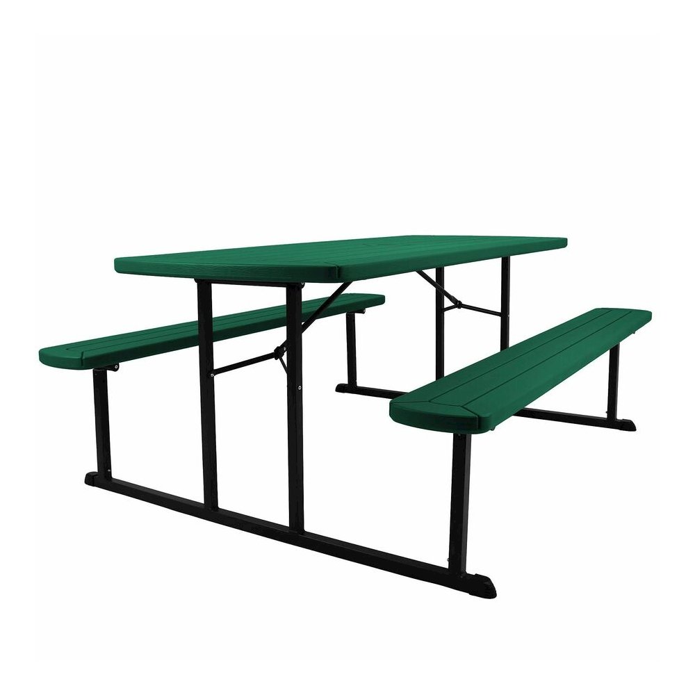 National Public Seating Folding Picnic Tables - Green, Textured, Wood Grain Top - 8 Seating Capacity - 1800 lb Capacity x 32" Table Top Depth x 1.60" Table Top Thickness - 29.50" Height x 72" Width x . Picture 5