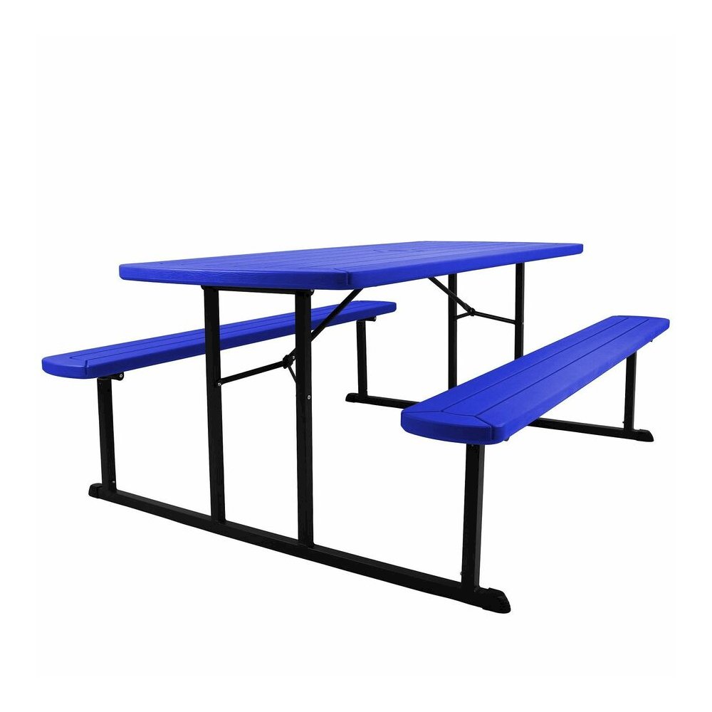 National Public Seating Folding Picnic Tables - Blue, Textured, Wood Grain Top - 8 Seating Capacity - 1800 lb Capacity x 32" Table Top Depth x 1.60" Table Top Thickness - 29.50" Height x 72" Width x 5. Picture 5