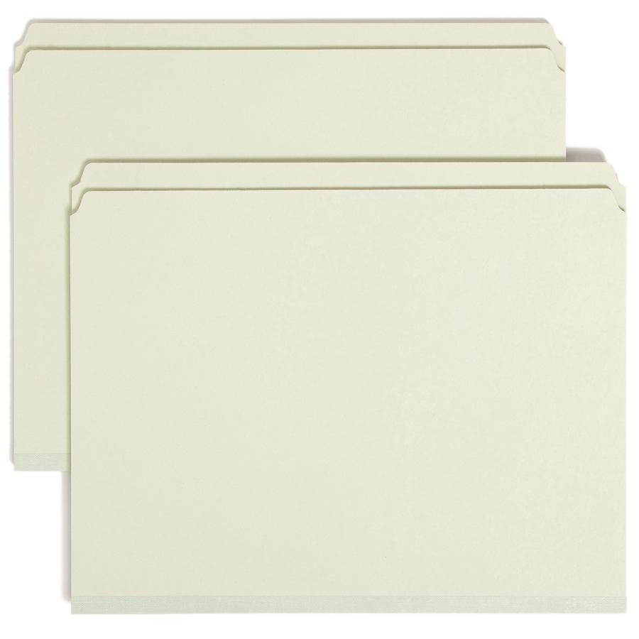 Smead Straight Tab Cut Letter Recycled Top Tab File Folder - 1" Folder Capacity - 8 1/2" x 11" - 1" Expansion - Pressboard - Gray, Green - 100% Recycled - 25 / Box. Picture 8