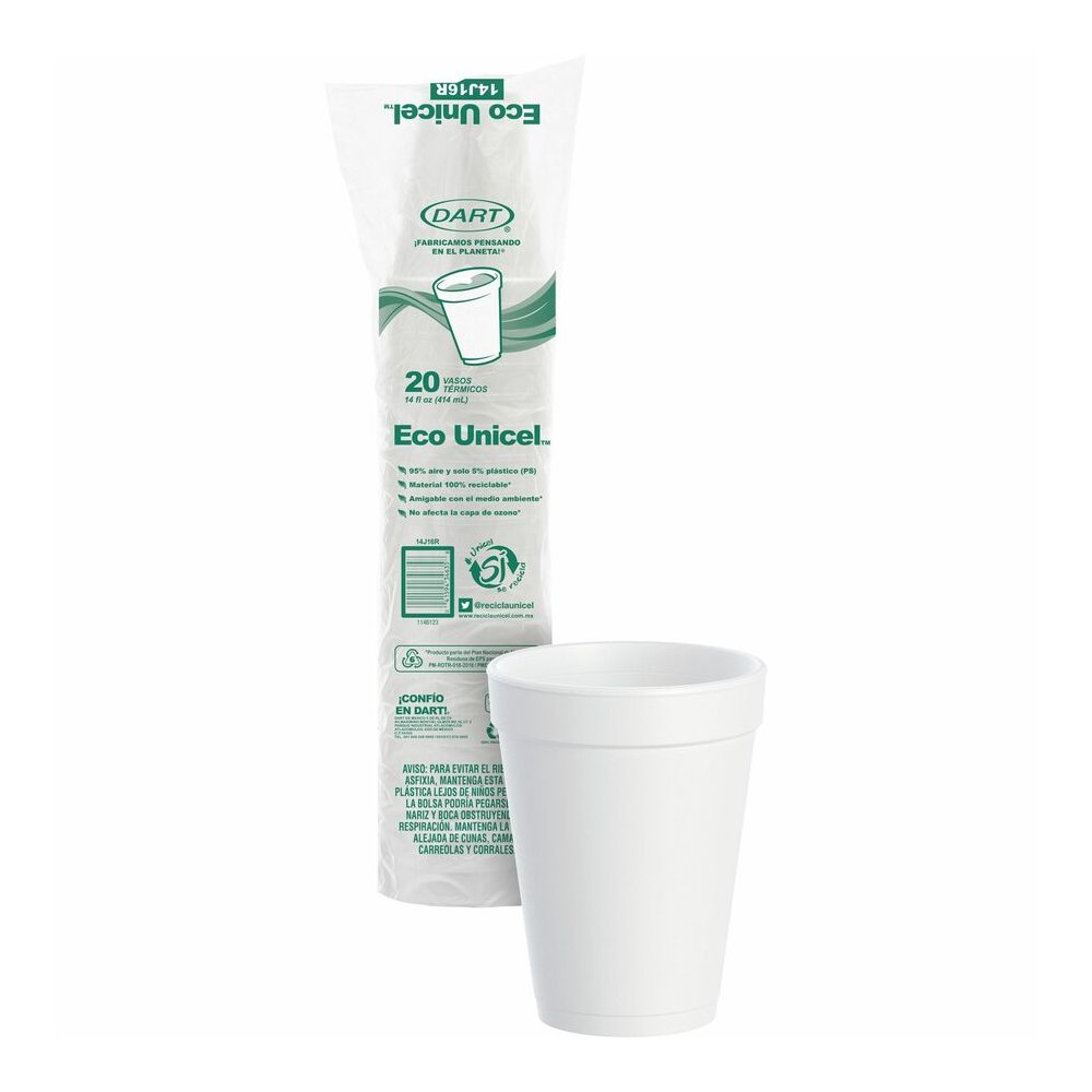 Dart J Cup 14 oz Squat Insulated Foam Cups - 14 fl oz - White - Foam - Cold Drink, Hot Drink, Soft Drink - 25/Pack - 40 / Carton. Picture 5