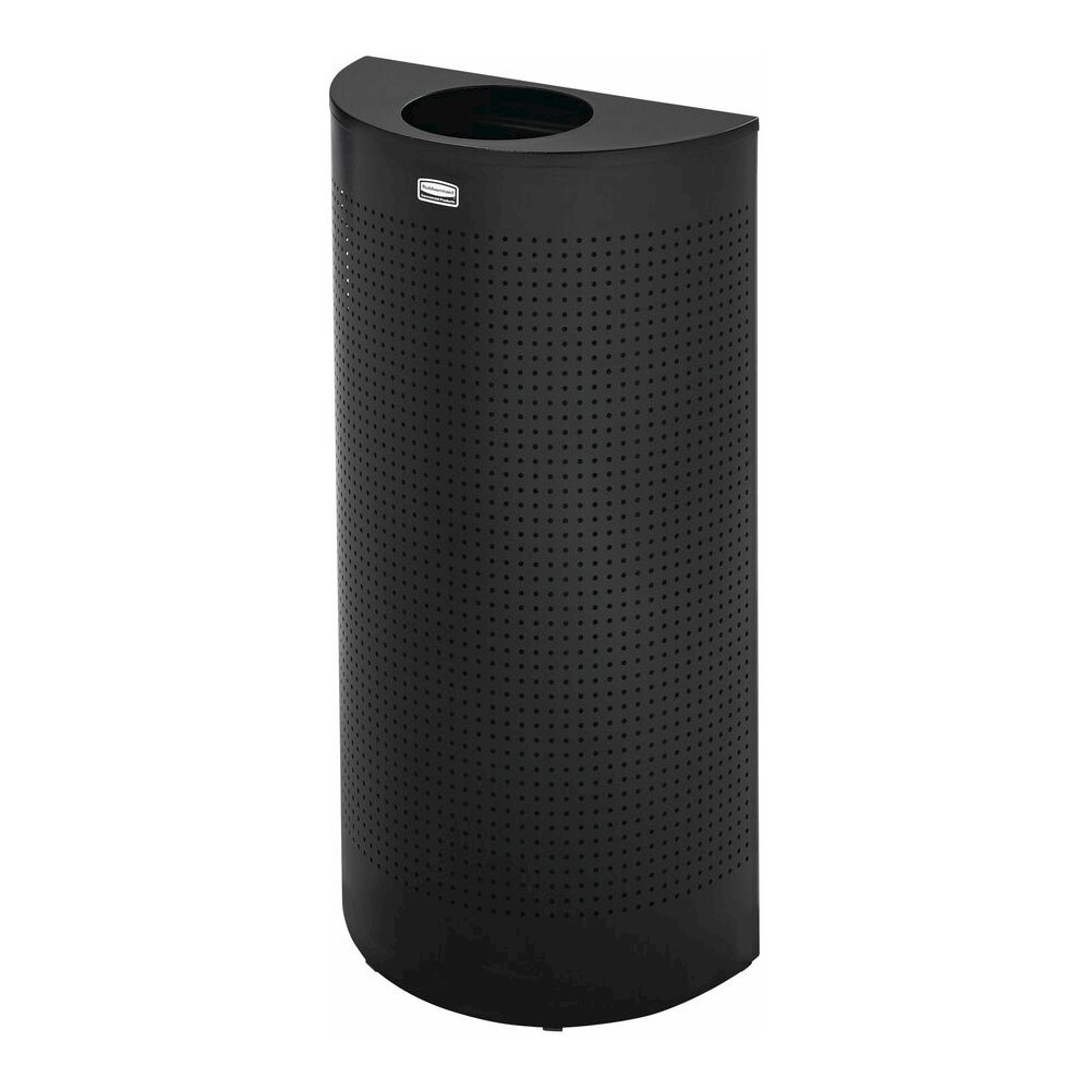 Rubbermaid Commercial Half Round Metallic Waste Receptacle - Open Top - 12 gal Capacity - Half-round - For Indoor, Commercial - Fire Resistant - Perforated, Fire-Safe - 32" Height x 18" Width x 9" Dep. Picture 2