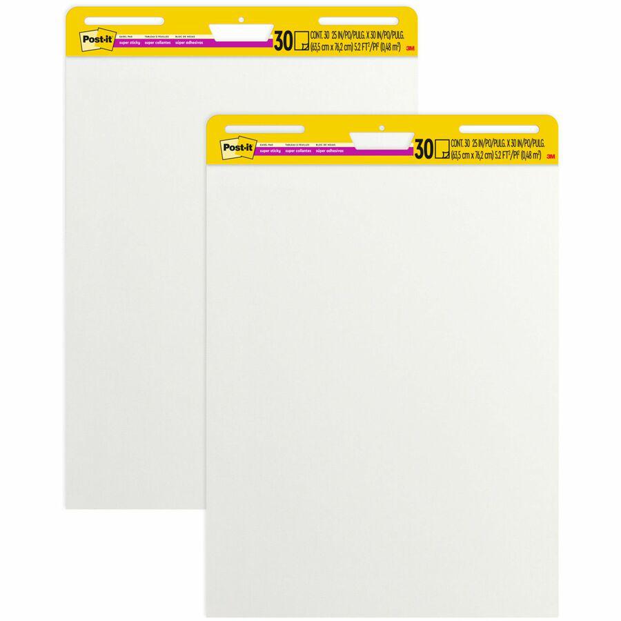 Post-it&reg; Self-Stick Easel Pads - 30 Sheets - Plain - Stapled - 18.50 lb Basis Weight - 25" x 30" - White Paper - Self-adhesive, Repositionable, Resist Bleed-through, Removable, Sturdy Back, Cardbo. Picture 4