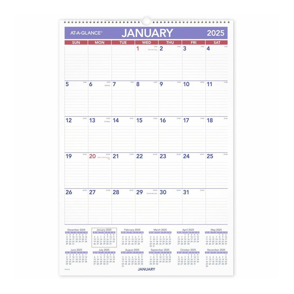 At-A-Glance Erasable Wall Calendar - Large - Julian Dates - Monthly - 12 Month - January 2026 to December 2026 - 1 Month Single Page Layout - 15 1/2" x 22 3/4" Sheet Size - White Sheet - 2.06" x 3.31". Picture 2