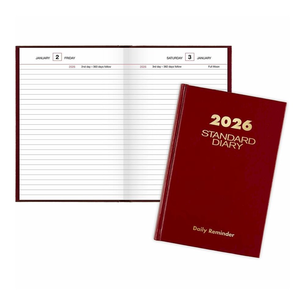 At-A-Glance Standard Diary Reminder - Small - Business - Julian Dates - Daily - 12 Month - January 2026 to December 2026 - 1 Day Single Page Layout - 5 1/2" x 8" Sheet Size - Case Bound - Vinyl - Red . Picture 4