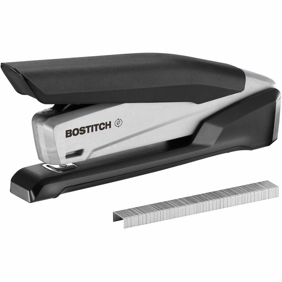 Bostitch InPower Spring-Powered Antimicrobial Desktop Stapler - Staples Upto 20 Sheet - Holds Upto 210 Staple - Full Strip - 4.50" Throat Depth - Silver, Black - Rubber - 1 Each. Picture 10