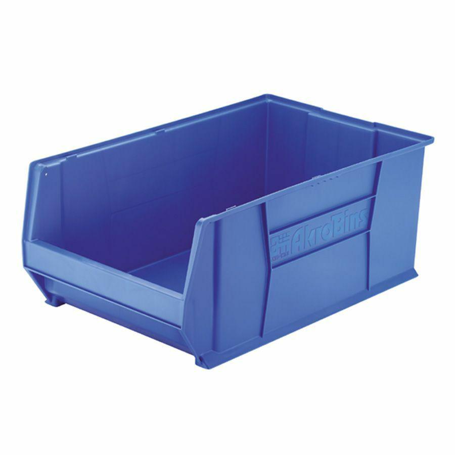 Akro-Mils Super-Size AkroBin - External Dimensions: 18.4" Width x 29.3" Depth x 12" Height - 300 lb - Heavy Duty - Stackable - Polymer - Blue - 1 Each. Picture 2
