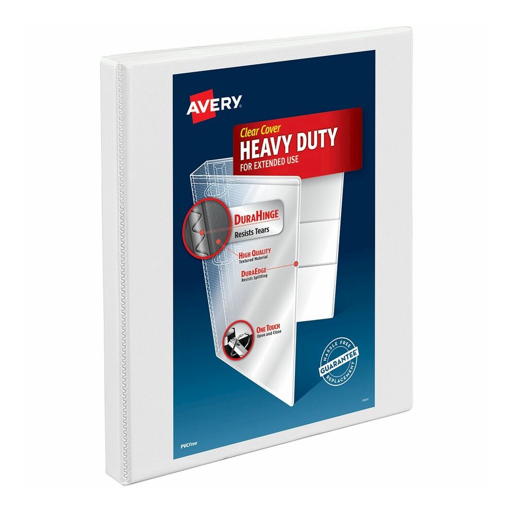 Avery&reg; Heavy-duty Nonstick View Binder - 1/2" Binder Capacity - Letter - 8 1/2" x 11" Sheet Size - 120 Sheet Capacity - 3 Ring - Fastener: Slant D-Ring - Pocket: 4, Internal - Poly - White - Recyc. Picture 6