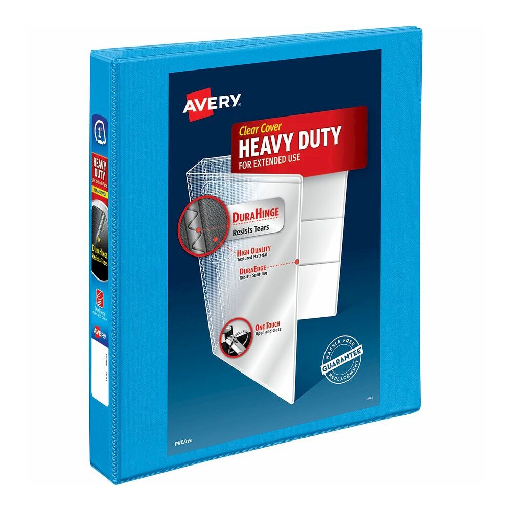 Avery&reg; Heavy-duty Nonstick View Binder - 1" Binder Capacity - Letter - 8 1/2" x 11" Sheet Size - 220 Sheet Capacity - 3 Ring - Fastener: Slant D-Ring - Pocket: 4, Internal - Poly - Light Blue - Re. Picture 5